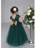 Emerald Tulle Gold Sequin V Back Flower Girl Dress Party Dress